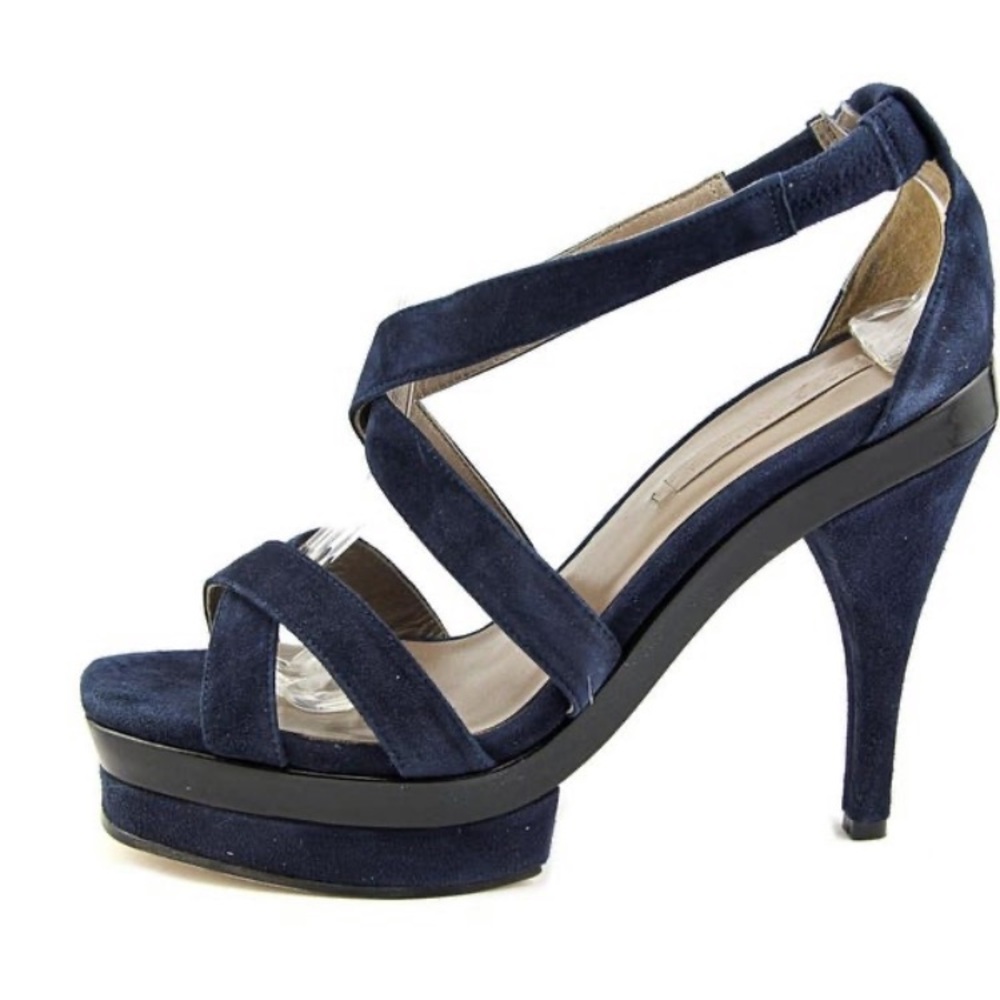 Navy Suade BCBGMaxAzira Alaia Platform Sandal Heel